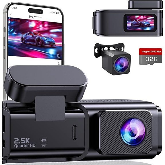 Ecomoment 2.5K+1080P Dual Dash Camera for Cars