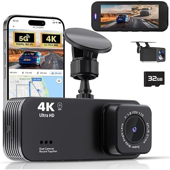 4K Dual Dash Camera with Wi-Fi and Night Vision