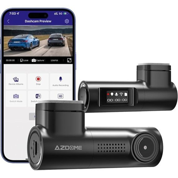 AZDOME 1296P HD Wireless Dash Cam for Cars
