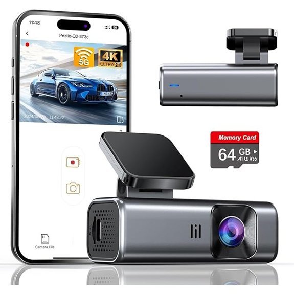4K Dash Cam with 5G WiFi and 64GB Card