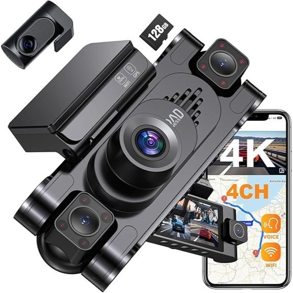 4K 360° DashCam for Cars with 128GB Card