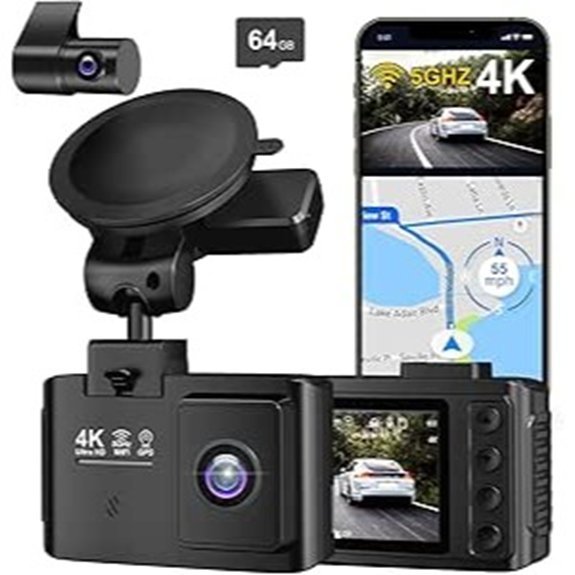 4K Dual Channel Dash Cam with GPS and WiFi
