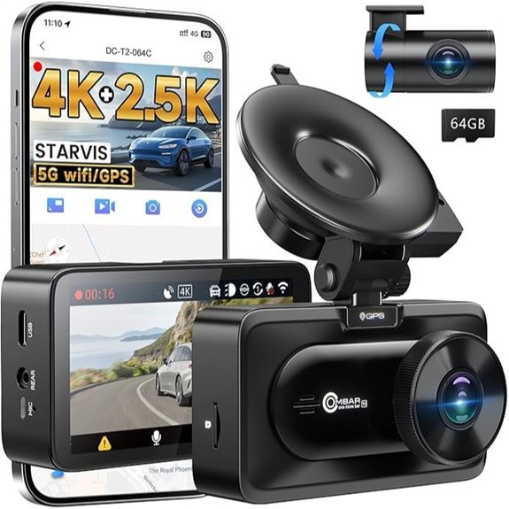 OMBAR 4K Front & Rear Dash Cam (T2)