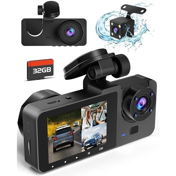 4K Front and Rear Car Dash Camera with 32GB