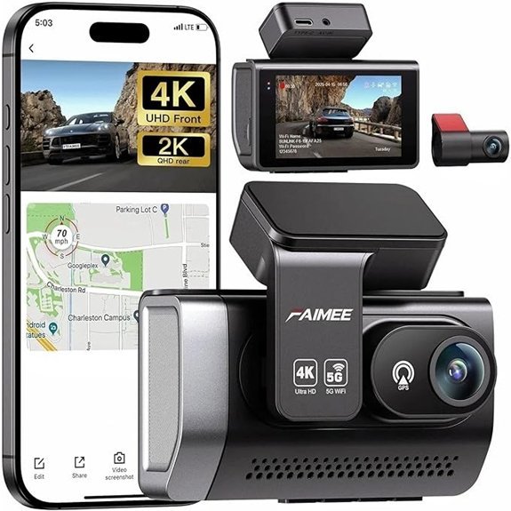 4K+2K 2-Channel Dash Cam with GPS and Wi‑Fi