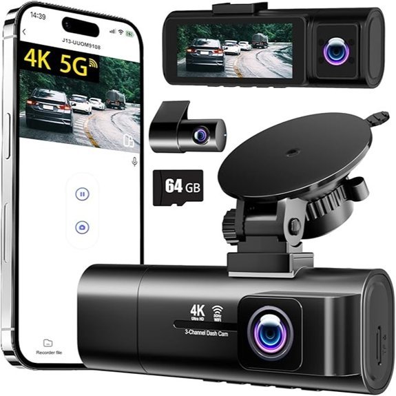 4K Dash Cam with 5G WiFi and 64GB Card