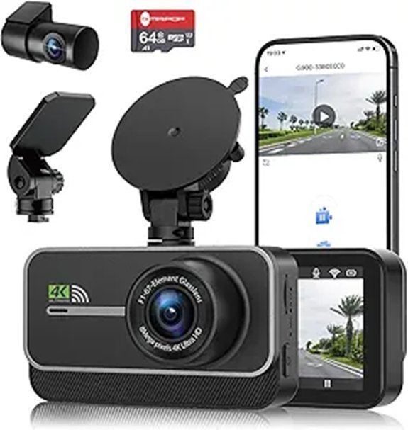 4K Dual Dash Cam with WiFi and Night Vision