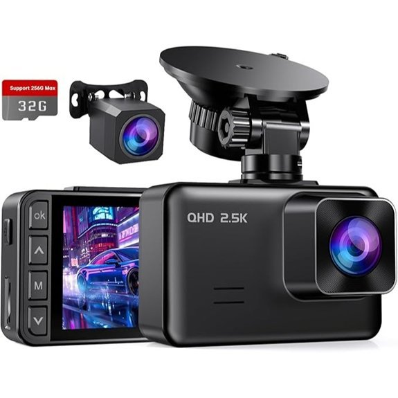Dash Cam Front & Rear 2.5K/1080P with 32GB