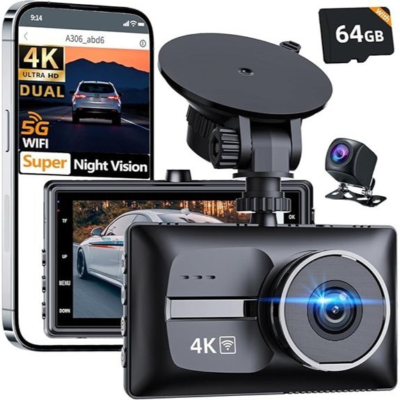 4K Dual Dash Camera with 5G WiFi and Night Vision