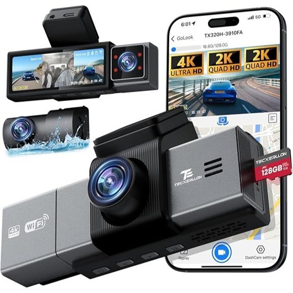 4K 3 Channel Dash Cam with Night Vision