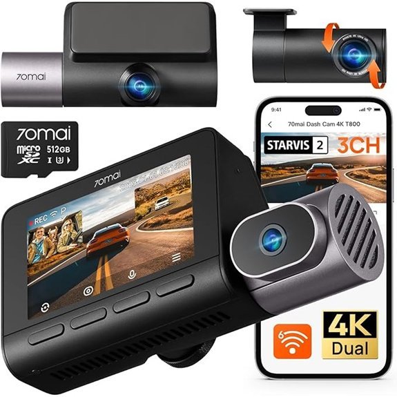 70mai 4K T800 3-Channel Dash Cam