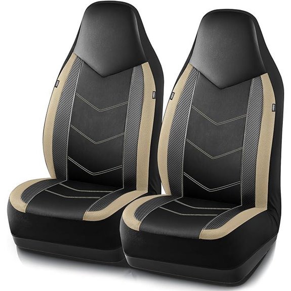 PIC AUTO Leather Car Seat Covers (Black & Beige)