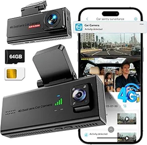 Veralyxa 4G LTE Dual Dash Cam with Live View