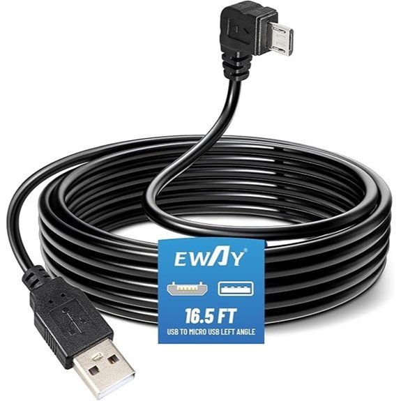 EWAY Dash Cam Micro USB Power Cord (16.5ft)