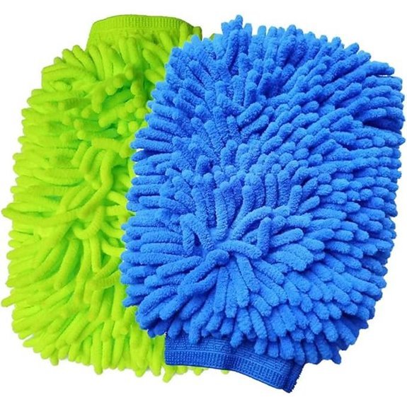 2 Pack Microfiber Car Wash Mitts (Green/Blue)