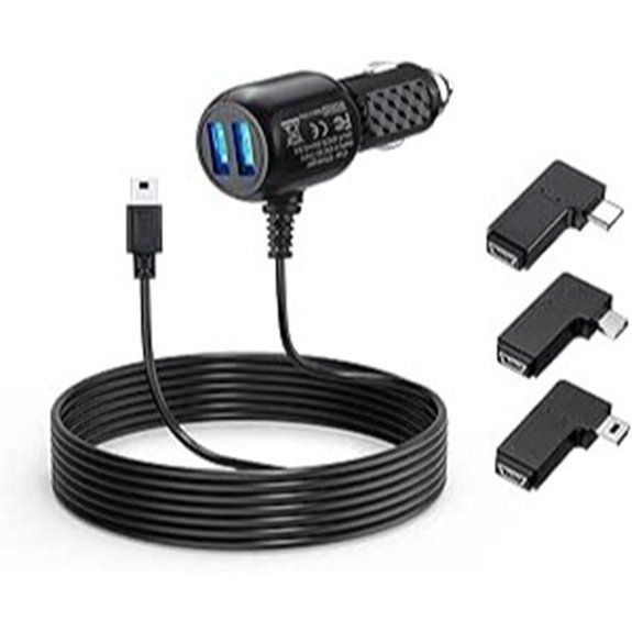 Mini USB Dash Cam Power Cord with Adapter
