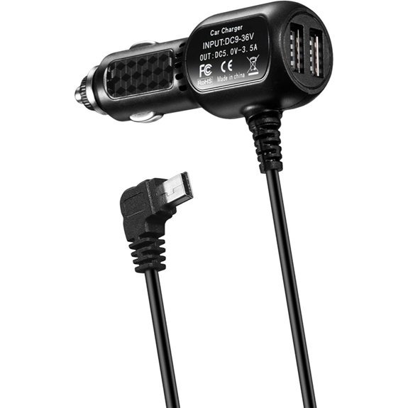 Dash Cam Power Cord Adapter Mini USB Charger Cable