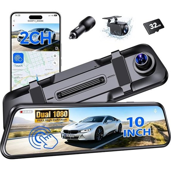 Mirror Dash Cam with 10'' Smart Touch Screen
