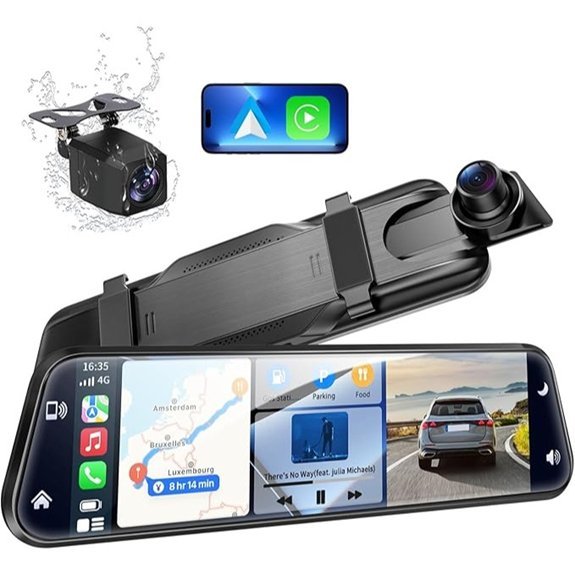 10 2.5K Mirror Dash Cam with CarPlay/Android Auto