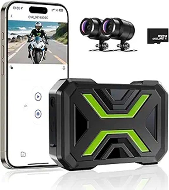 Motorcycle Dash Cam Front and Rear with 64GB SD Card