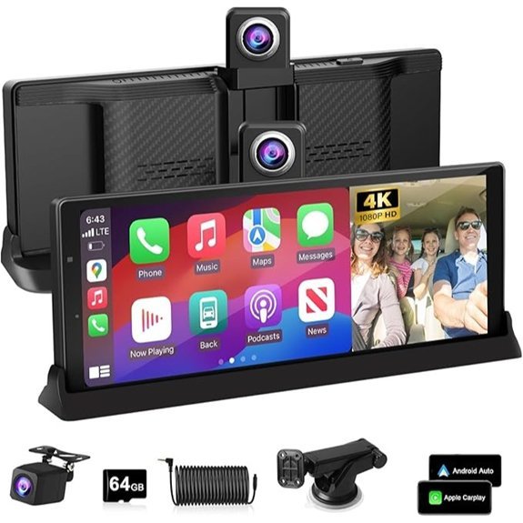 2026 10.26'' 4K CarPlay Screen with Dash Cam