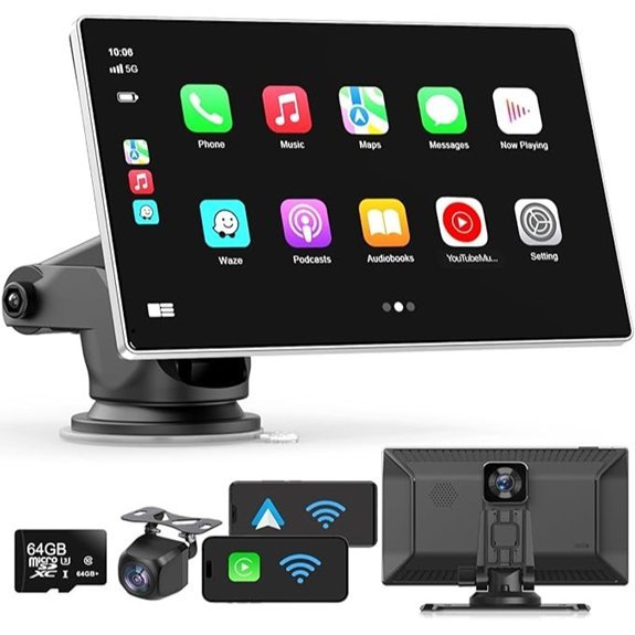 Portable 9 Apple Carplay Screen with Dash Cam