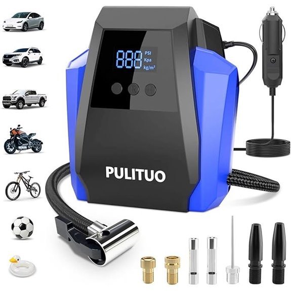 PULITUO Portable Tire Inflator with Digital Gauge