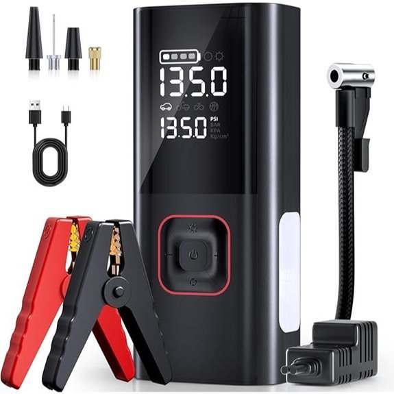 Jump Starter with Air Compressor and Tire Inflator
