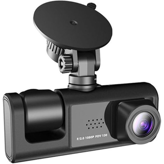 ABS Auto 3 Lenses Dash Cam with Rechargeable Battery