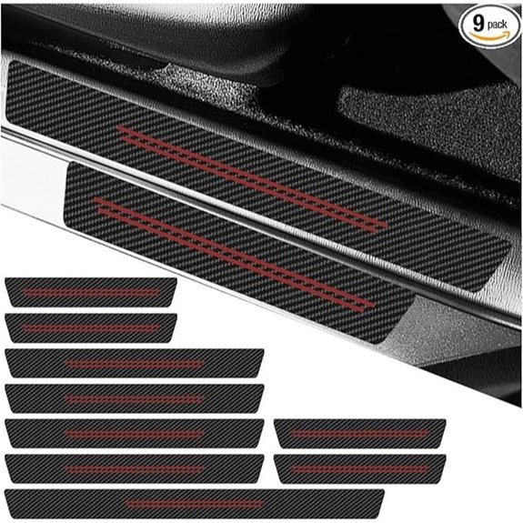 Car Door Sill Protector Trim Cover (Red 9PCS)