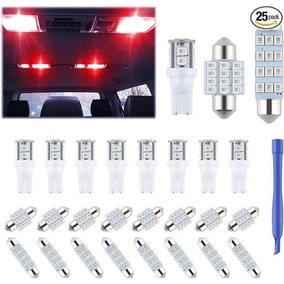 24 Pieces LED Car Interior Bulb Kit - Red