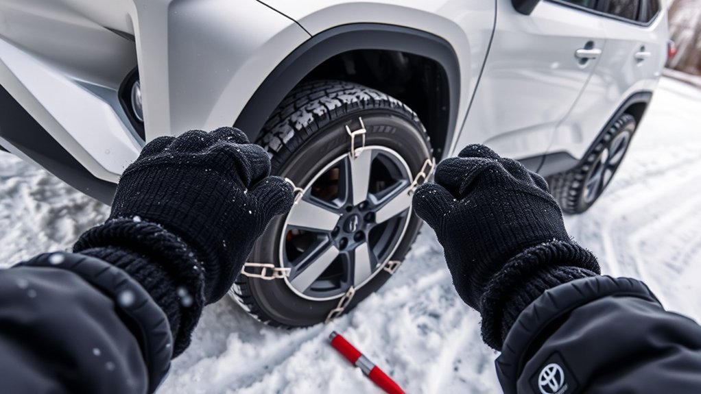 secure snow chains properly
