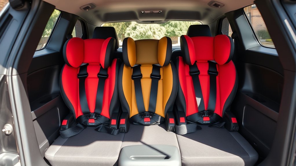 secure three car seats