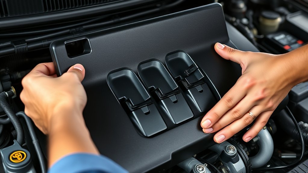 securely reattach engine cover