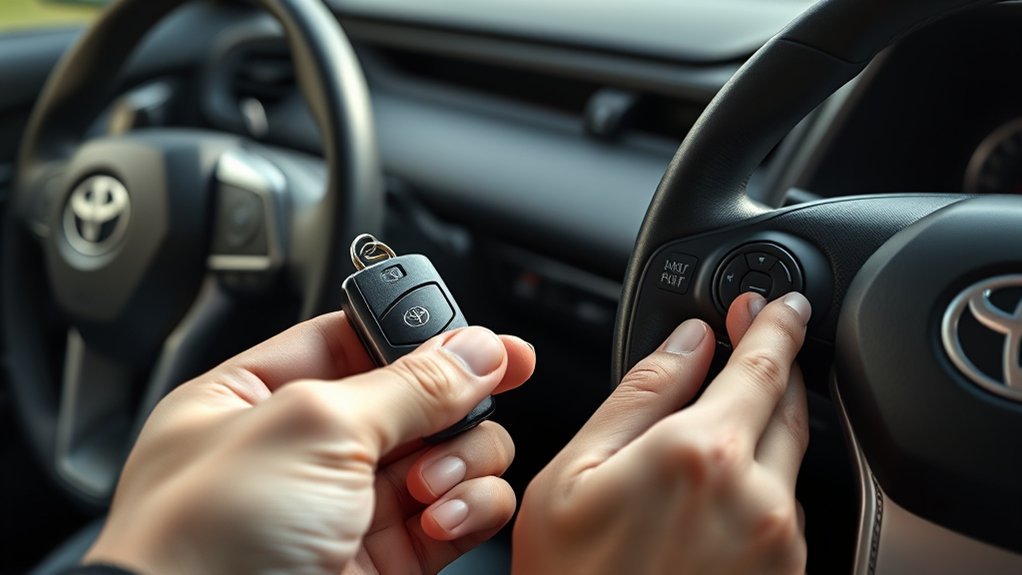 Toyota RAV4 smart key fob with hidden mechanical key for manual door entry