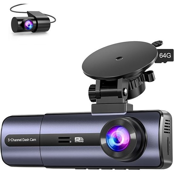3-Channel 4K Dash Cam with WiFi (64GB)