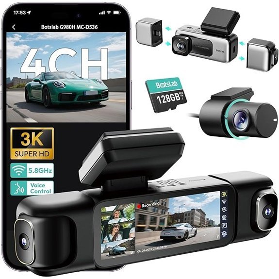 BOTSLAB 3K 4 Channel Dash Cam with Touch Screen