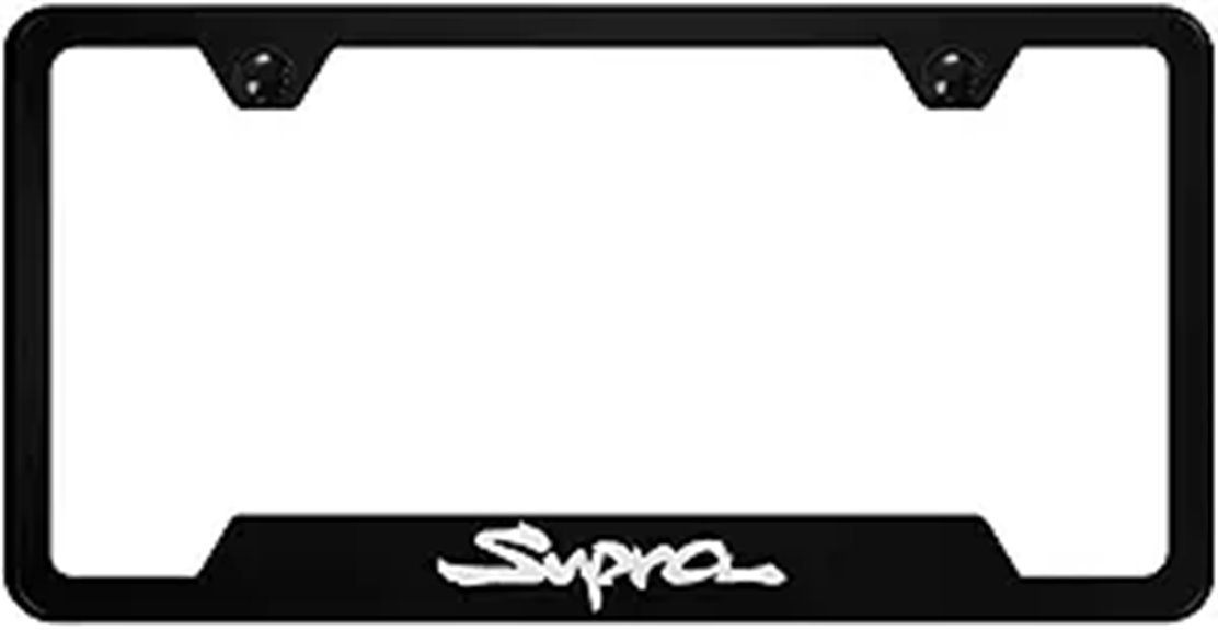 Au-TOMOTIVE GOLD Logo Cut-Out License Plate Frame for Toyota Supra (Black)