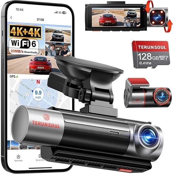 3-Channel 4K+4K+1080p WiFi6 Car Dash Cam