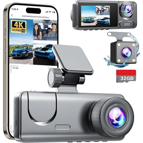 3 Channel Dash Cam with 32GB Card and Night Vision