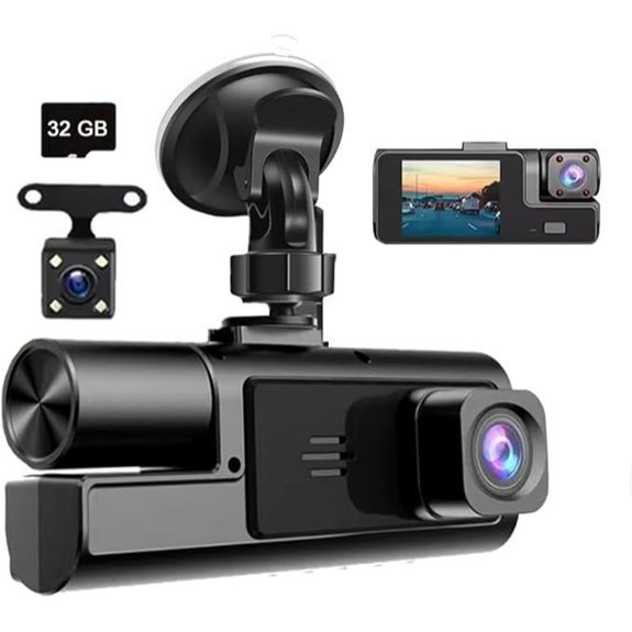 3-Channel 1080P Car Dash Camera with Night Vision