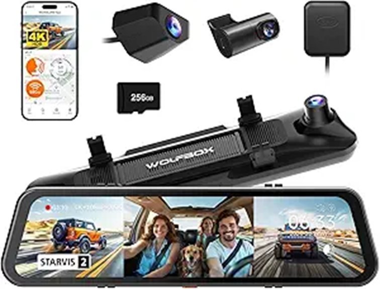 WOLFBOX G900 4K Triple-Channel Rear View Dash Cam