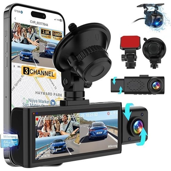 3‑Channel 4K Dash Cam with WiFi & Parking Monitor