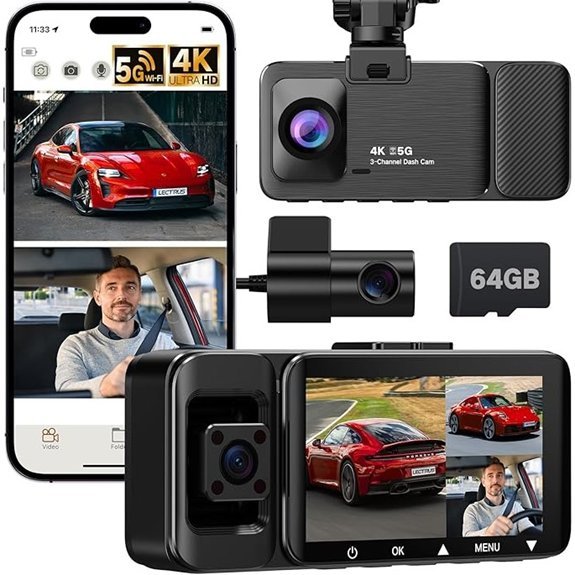 3 Channel 4K UHD Dash Camera for Cars