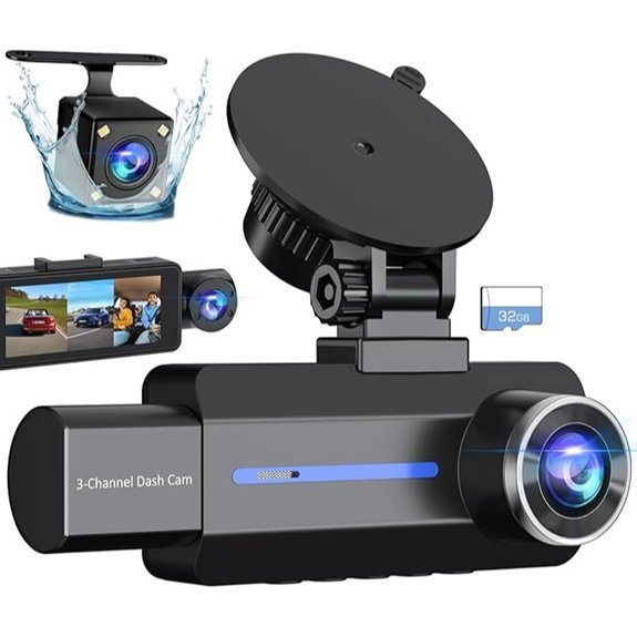 3-Channel Dash Cam Front & Rear with 3.16 Screen