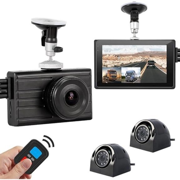 VSYSTO 3-Channel Truck Dash Camera System with Monitor