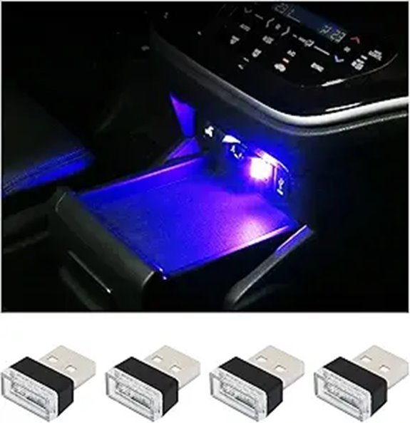Augeny USB LED Car Interior Atmosphere Lamp (4 PCS)