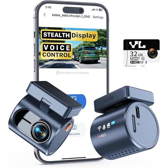 KAWA 2K Dash Cam with Voice Control and WiFi
