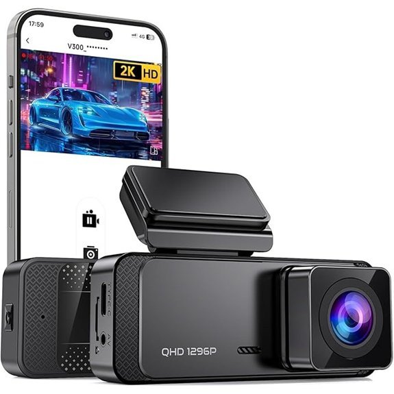 V300 WiFi Dash Cam with Night Vision and Loop Recording