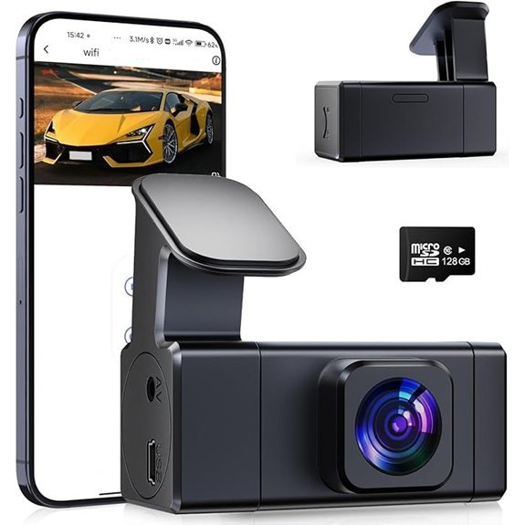 128GB Front Dash Cam with WiFi and Night Vision